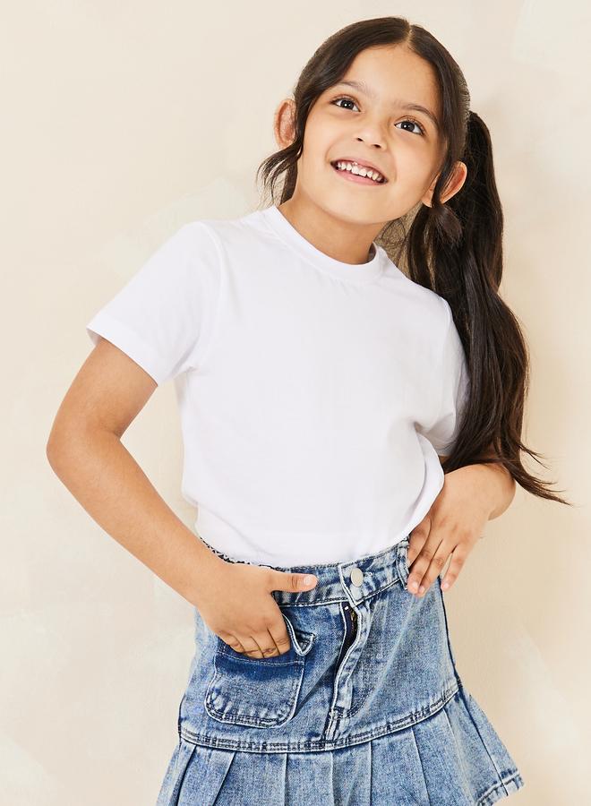 Styli Solid Cotton Round Neck T-Shirt - Image 1